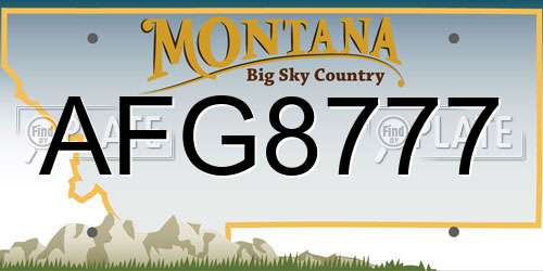 AFG8777 Montana License Plate