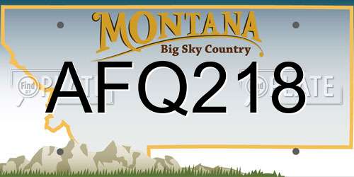 AFQ218 Montana License Plate