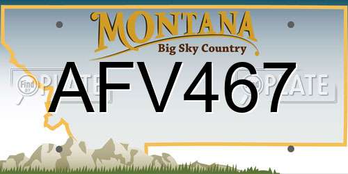 AFV467 Montana License Plate