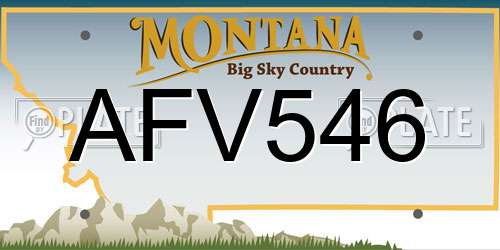 AFV546 Montana License Plate