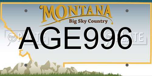 AGE996 Montana License Plate