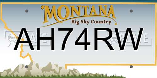 AH74RW Montana License Plate