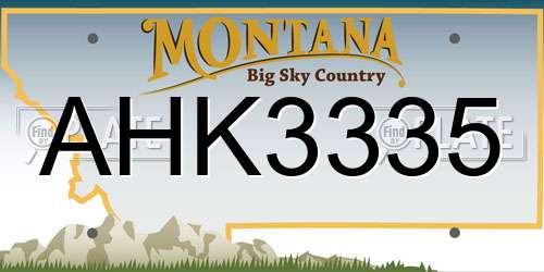 AHK3335 Montana License Plate