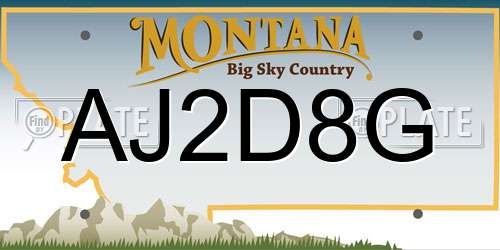 AJ2D8G Montana License Plate