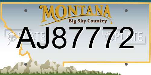 AJ87772 Montana License Plate