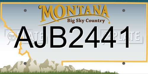 AJB2441 Montana License Plate