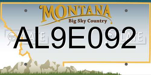 AL9E092 Montana License Plate