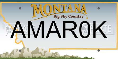 AMAR0K Montana License Plate