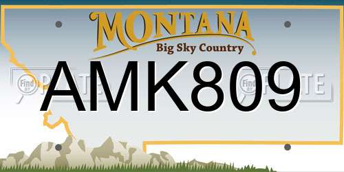 AMK809 Montana License Plate