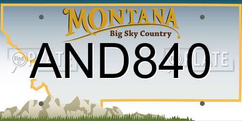 AND840 Montana License Plate