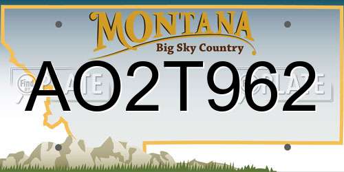 AO2T962 Montana License Plate