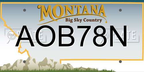AOB78N Montana License Plate