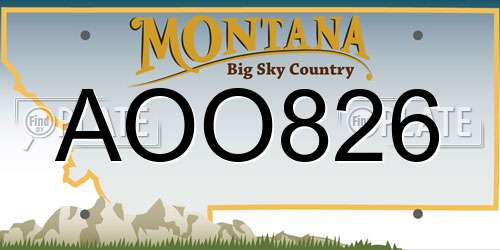 AOO826 Montana License Plate