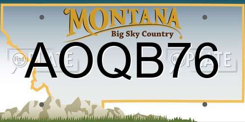 AOQB76 Montana License Plate