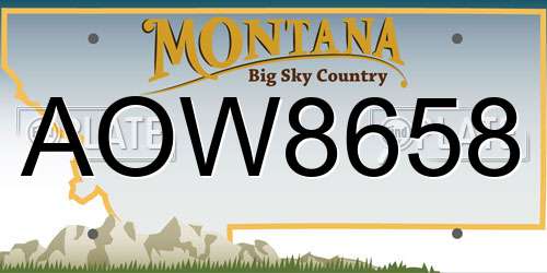 AOW8658 Montana License Plate