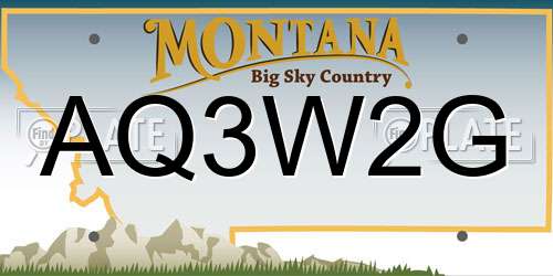AQ3W2G Montana License Plate