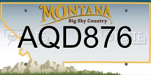 AQD876 Montana License Plate