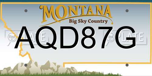 AQD87G Montana License Plate