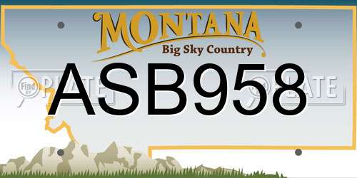 ASB958 Montana License Plate