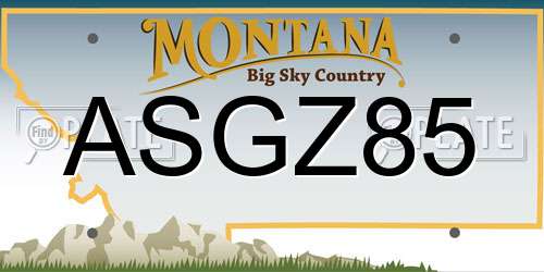 ASGZ85 Montana License Plate