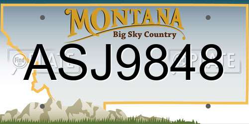 ASJ9848 Montana License Plate