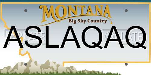 ASLAQAQ Montana License Plate