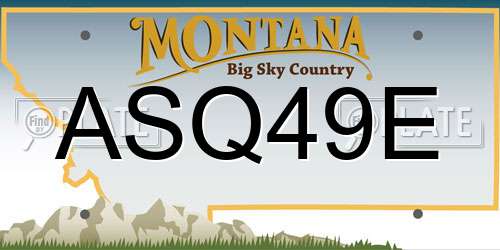 ASQ49E Montana License Plate