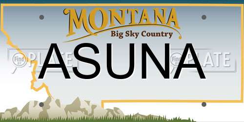 ASUNA Montana License Plate