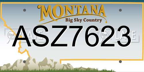 ASZ7623 Montana License Plate