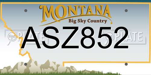 ASZ852 Montana License Plate