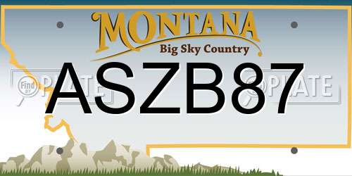 ASZB87 Montana License Plate