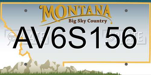 AV6S156 Montana License Plate