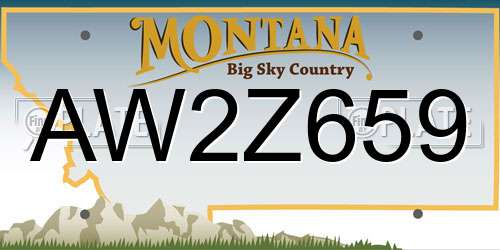 AW2Z659 Montana License Plate