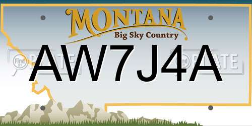 AW7J4A Montana License Plate
