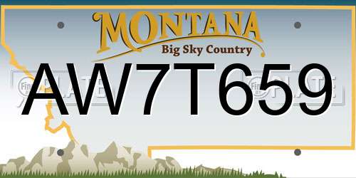AW7T659 Montana License Plate