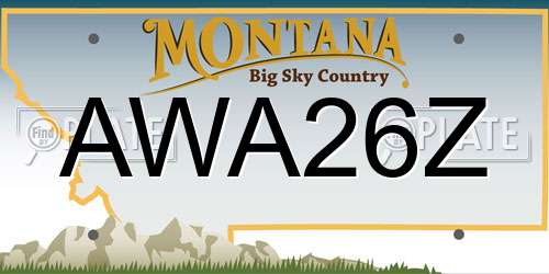 AWA26Z Montana License Plate