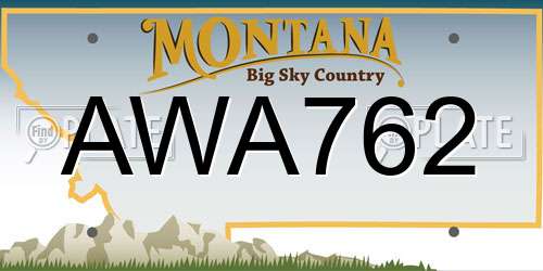 AWA762 Montana License Plate