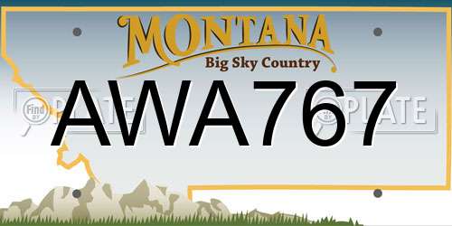 AWA767 Montana License Plate