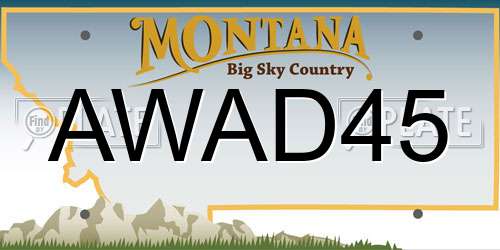 AWAD45 Montana License Plate