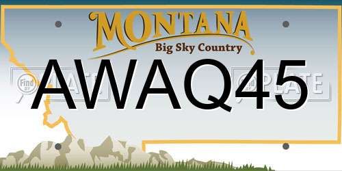 AWAQ45 Montana License Plate