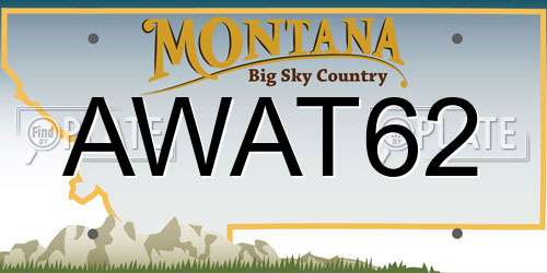 AWAT62 Montana License Plate