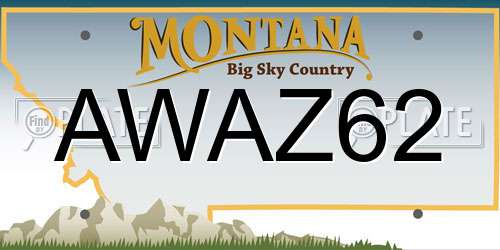 AWAZ62 Montana License Plate