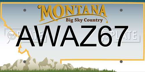 AWAZ67 Montana License Plate