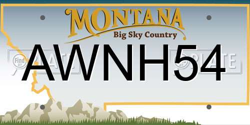 AWNH54 Montana License Plate