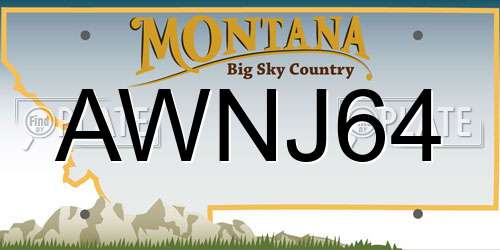 AWNJ64 Montana License Plate