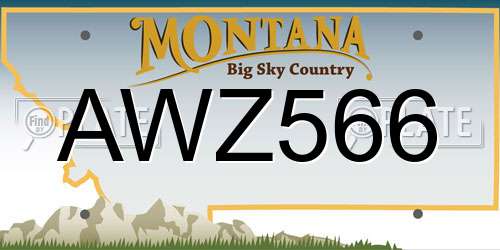 AWZ566 Montana License Plate