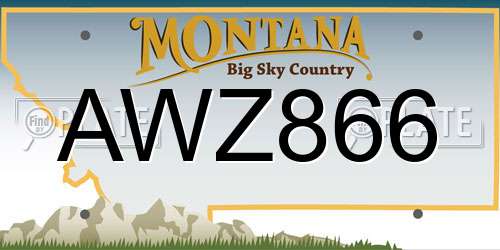 AWZ866 Montana License Plate