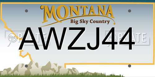 AWZJ44 Montana License Plate