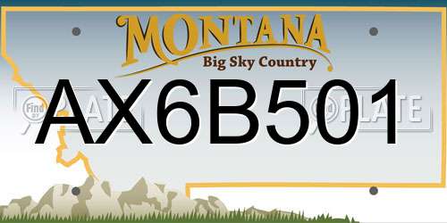 AX6B501 Montana License Plate