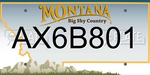 AX6B801 Montana License Plate